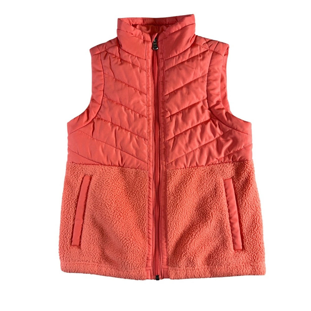 Tek Gear Coral‎ Pink Girls Vest Fleece Puffer Sleeveless Jacket Kids Size M (8)